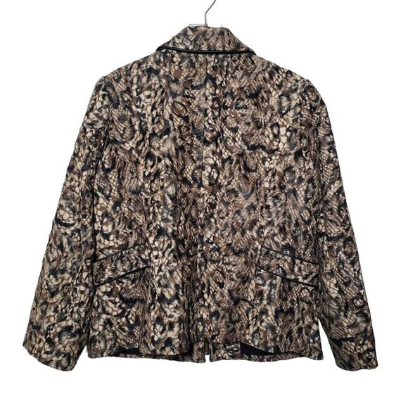 Chicos 2 Queen of Elegance Margaret Jacket Animal Faux Fur Lined Womens Large - Picture 7 of 11